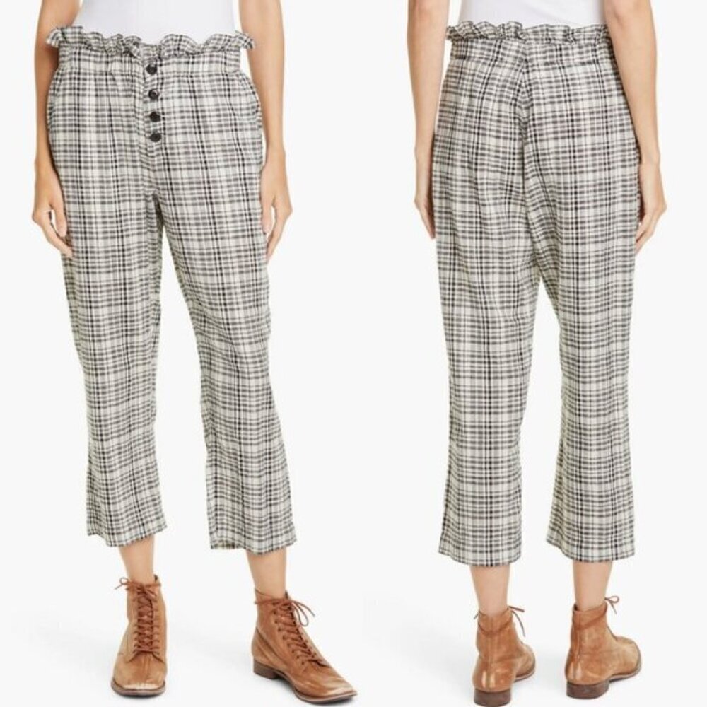 The Great Gunny Sack‎ Plaid Paperbag Waist Trousers XS